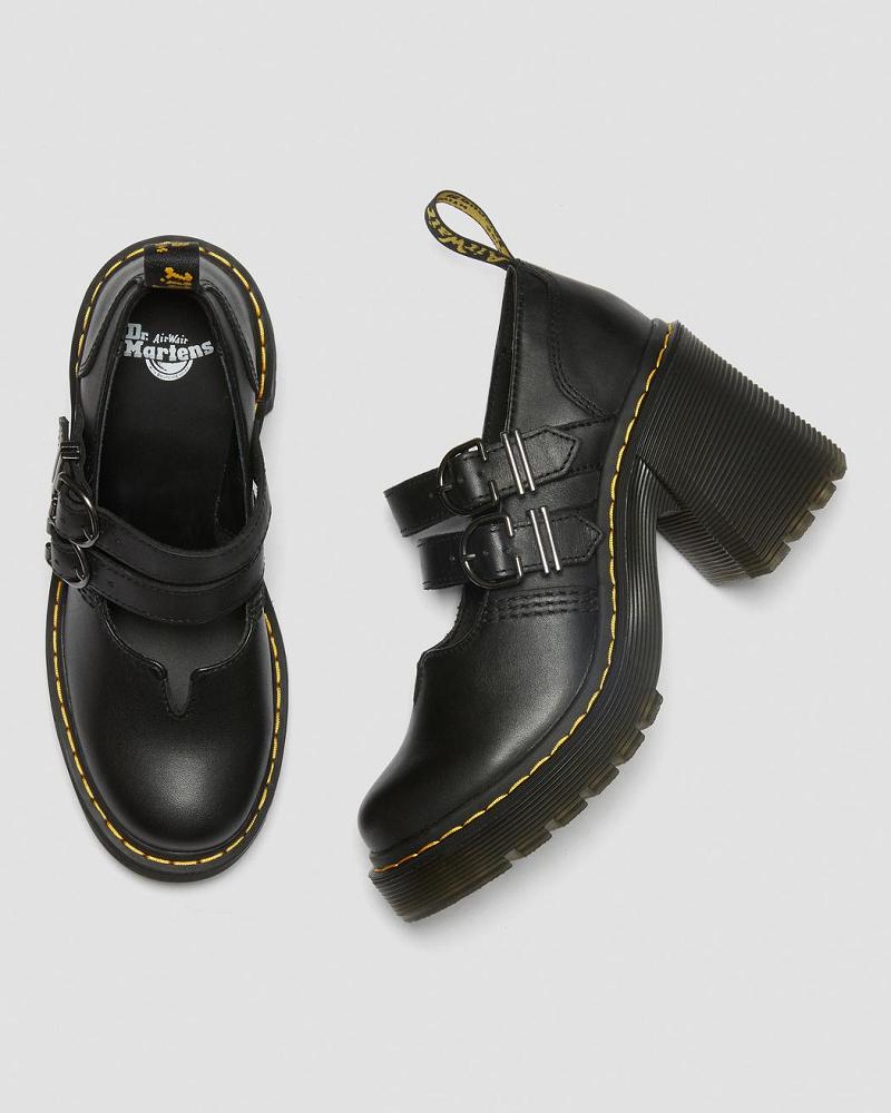 Dr Martens Eviee Sendal Lær Hælene Fritidssko Dame Svarte | Norge 668XYU